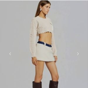 NWOT SER.O.YA Cream Mini Skirt Denim Sherpa Shearling Aspen Cute Style